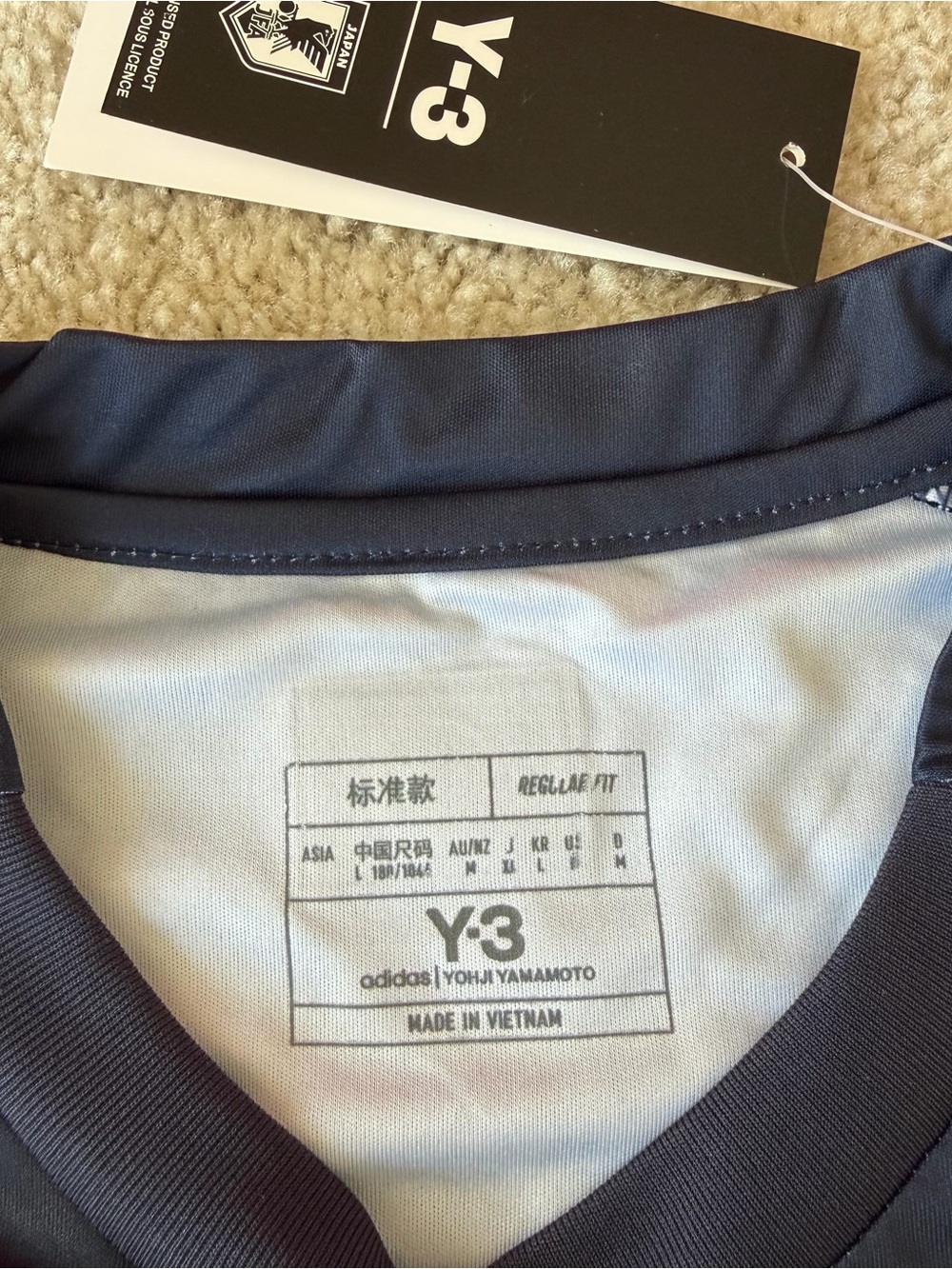 Y-3 Japan Adidas Men's Navy and Electric Blue Graphic Jersey - Picture 5 of 8